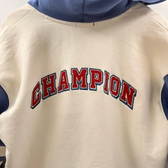 NWT Champion Women's Gold Medal Olympic Hooded Cardigan Sweatshirt Cream Size XL - Picture 12 of 16